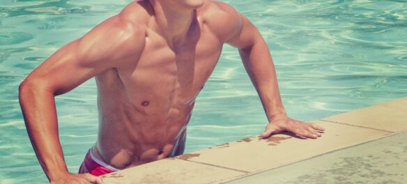 man, muscles, pool, swimming, nature, swimmer, muscular, muscluar man, fit, fitness, masculine, smile, smiling, swimming pool, water, wet, abs, happy, summer, vacation